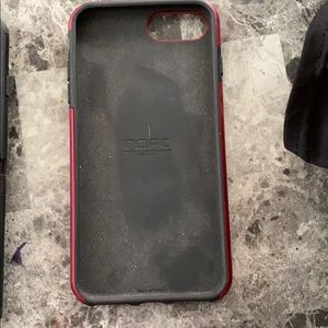 A red and black phone case